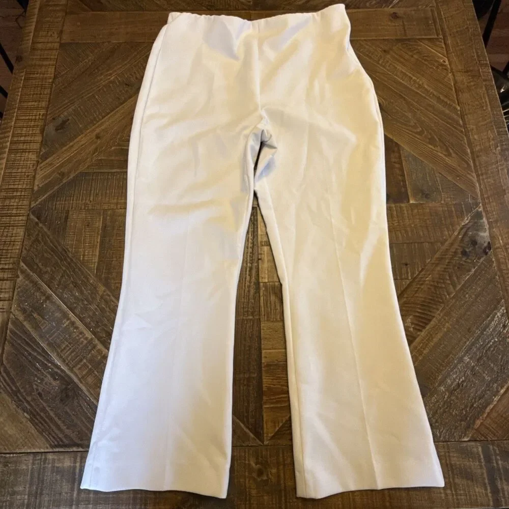 ZARA Womens White Cream Trousers XL Straight Leg Casual Pants